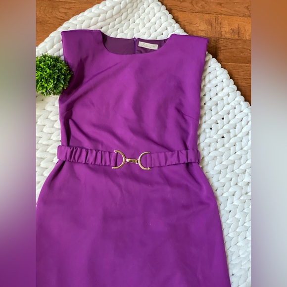 Sublini NWT  Women's Shoulder Pad Tank Dress Sleeveless/ Purple Size M . - Picture 12 of 13